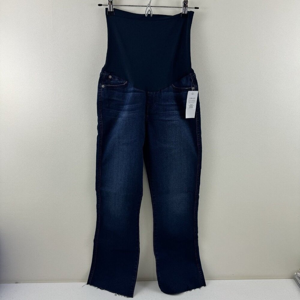7Fam For All Mankind Maternity Jeans b(air) Stretch Denim 28 Dark NEW Raw Hem